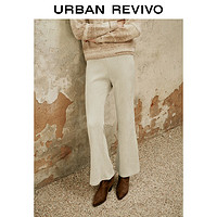 URBAN REVIVO UR2024春季新款女装休闲简约松紧腰抽绳显瘦喇叭裤UWH640001