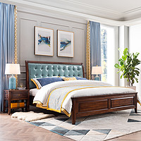 威灵顿 现代美式床头柜简美卧室实木床边柜简约轻奢床前柜B608-1