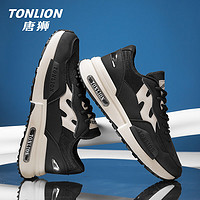 唐狮（TonLion）男鞋夏季网面鞋子男士飞织运动鞋男潮牌厚底老爹鞋 黑色 39码 