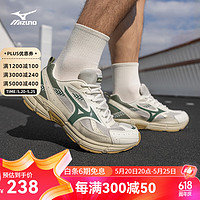 Mizuno 美津浓 男女运动鞋星速鞋经典复古老爹鞋透气缓震跑步鞋 22/米杏/绿 44.5