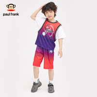大嘴猴(paul frank)童装男童套装夏装2024薄款透气跑步中大童短袖短裤两件套新潮 紫红 120