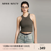 MISS SIXTY2024夏季无袖T恤女圆领修身显瘦外穿内搭甜辣性感 军绿 M