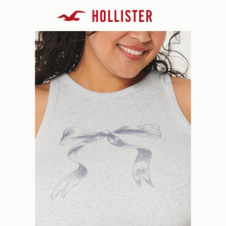 HOLLISTER5月底上 24夏季辣妹修身图案背心上衣 女 KI357-3259 浅麻灰色 L (165/100A)