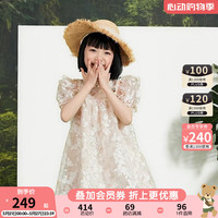 PawinPaw卡通小熊童装2024年夏季女童儿童短袖连衣裙荷叶边度假凤 Yellow黄色/30 100cm