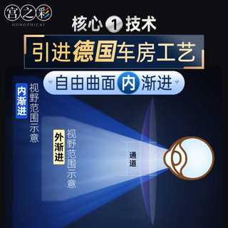 宫之彩宫之彩远近两用老花镜看远看近防蓝光高清老人眼镜显气质超轻高档 远近两用老花镜 250度/60-64岁