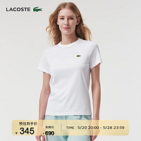 LACOSTE法国鳄鱼女装简约纯色运动休闲百搭圆领短袖T恤女|TF5221 001/白色 40/170