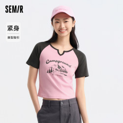 semir森马短袖t恤女修身短款