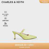 CHARLES&KEITHCK1-60361413复古织尖头高跟穆勒鞋女 LIME青黄色 38