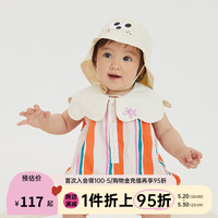 papa爬爬夏季新款女宝宝无袖包屁衣婴儿爬服度假风花瓣领洋气可爱