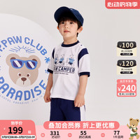 PawinPaw卡通小熊童装2024年夏季男女童大童-上下套装 Navy藏青色/59 120