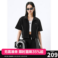 太平鸟女装潮流撞色套装2024夏季时尚洋气半裙小众刺绣短袖 黑色外套(第一批) S