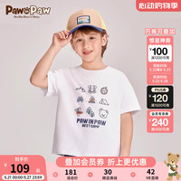 PawinPaw小熊童装24夏男女童印花圆领短袖T恤纯棉 Ivory象牙色/39 110