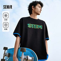 Semir 森马 短袖T恤男夏季男女同款休闲风上衣t恤百搭简约款 L款-黑色90001 170/88A/M