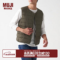 无印良品（MUJI）男式 轻量 便携 无领 羽绒背心  男款马甲坎肩马夹 ADG10C1A 烟熏棕色 L 175/100A