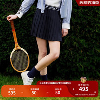 Teenie Weenie小熊女装2024夏装高腰松紧百褶短裙学院风半身裙 藏青色 160/S