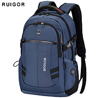 瑞戈男士大容量通勤出差背包瑞士军士刀双肩包书包商务电脑包16英寸 蓝色标准版