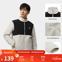 CAMEL骆驼户外抓绒外套春秋防风保暖冲锋衣内胆摇粒绒 AA32263572 冰晶灰色/幻影黑 L