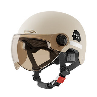 3C认证摩托车半盔头盔 杏色遮阳短镜 赠运费险