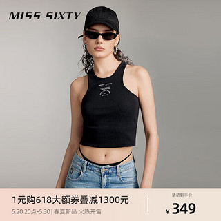 MISS SIXTY2024夏季无袖T恤女圆领修身显瘦外穿内搭甜辣性感 黑色 XS