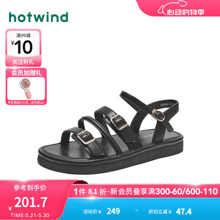 热风 hotwind运动凉鞋沙滩鞋24年夏季女士时尚凉鞋 01黑色 35 正码
