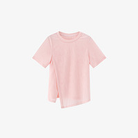 Basic House/百家好夏季圆领纯色短袖白色女士T恤-B0624B5A702 粉色 M110-125斤