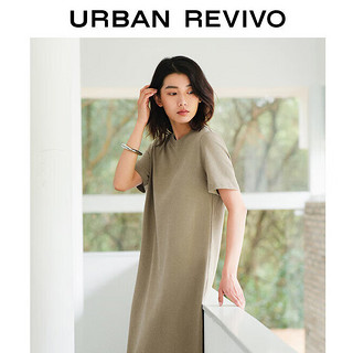 URBAN REVIVO 女士慵懒休闲字母垂坠感中长款连衣裙 UWU740049 卡其 M