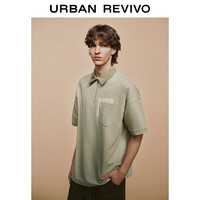 URBAN REVIVO 男士休闲撞色宽松半拉链短袖T恤 UML440068 卡其 M