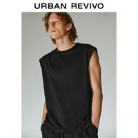 URBAN REVIVO 男士时尚百搭舒适棉质圆领坎肩背心 UMB440002 正黑 M