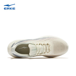 ERKE 鸿星尔克 跑鞋女款舒适软弹减震跑步鞋女子防滑缓震运动鞋子 52123203230 橡芽白/净水色 38