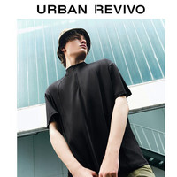 URBAN REVIVO 男士潮流半拉链短袖T恤 UML440077 正黑 S