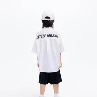 little MO&Co.little moco童装24夏装新款男童纯棉宽松挺括短袖衬衫简约衬 本白色 1