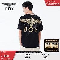 BOY ONDON24新品春夏情侣款短袖烫金老鹰logo羽毛印花T恤N01800