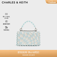 CHARLES&KEITH拼色棋盘格链条单肩斜挎小方包女CK2-80770564 Light Blue浅蓝色 S