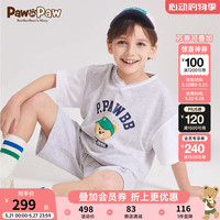 PawinPaw卡通小熊童装2024年夏季男童假两件短袖运动套装舒适 Grey灰色/15 150