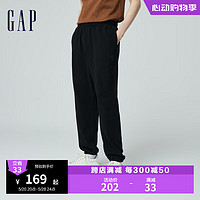 Gap 盖璞 男装2024春季logo基础款中腰水洗棉针织束口裤长裤432453 黑色 180/88A(XL) 亚洲尺码