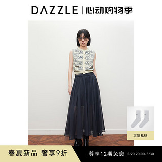 DAZZLE地素 毛针织衫2024夏季女装魔力针织杯提花无袖上衣 白色 XS