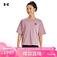安德玛 UNDERARMOUR）春夏女子宽松训练运动短袖T恤1379948 粉红色697 M