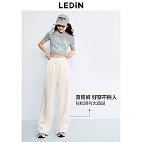 LEDIN 乐町 垂顺针织长裤2023秋季新品直筒阔腿显高显瘦简约女生休闲裤M