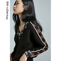 LIEBO 裂帛 Feng原创设计2023年复古撞色条纹刺绣长袖毛衣女