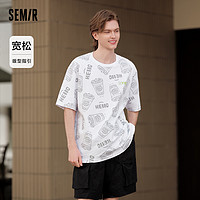 森马短袖T恤男夏季宽松圆领针织上衣简约纯棉休闲装潮流创意印花