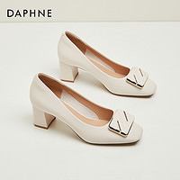 DAPHNE 達芙妮 配裙子單鞋女鞋職業高跟鞋2024新款爆款百搭氣質粗跟小皮鞋