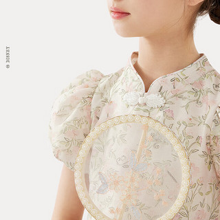 迪士尼女童连衣裙儿童国风旗袍夏薄款中式汉服夏装 Q081粉色 160cm 