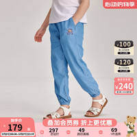 PawinPawPawinPaw卡通小熊童装2024年夏季女童裤子儿童牛仔裤防蚊裤 L/Blue浅蓝色/51 120cm