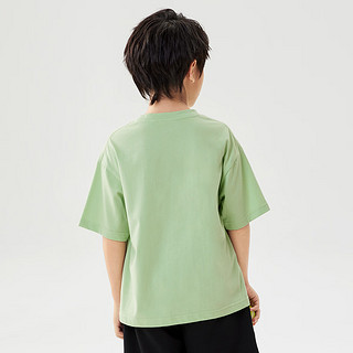 茵曼童装男童圆领套头短袖t恤时尚印花2024夏季儿童宽松透气上衣 浅绿色 140cm