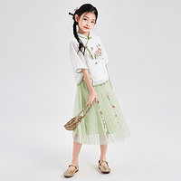 PLUS會員：Deesha 笛莎 女童新中式牡丹花刺繡套裝