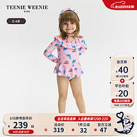 Teenie Weenie Kids小熊童装24夏季UPF40+防晒女宝宝泳衣套装 粉色 90cm