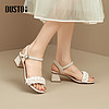 DUSTO 大东 时尚一字带凉鞋女夏季新款甜美高跟粗跟露趾中空女鞋0019