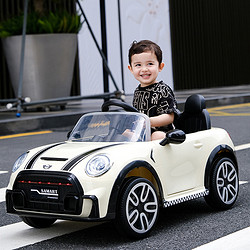 薩瑪特 mini兒童電動車四輪可坐兒童電動汽車兒童汽車可坐人玩具車可坐人兒童車四輪米黃色