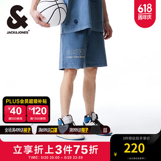 杰克琼斯 杰克·琼斯（JACK&JONES）夏季NBA联名勇士队潮字母刺绣宽松运动休闲短裤男22429F019 E39 皇冠蓝 E39 皇冠蓝 170/76A/SR