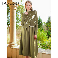 La·go·go 拉谷谷 Lagogo拉谷谷2023年冬季新款A字高腰显瘦气质中长连衣裙女两件套